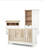 Bianco Nursery Set — 3-Piece Two-Tone Cot, Changing Unit & Combination Wardrobe