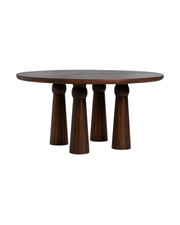 Sculptural Round Dining Table in Rich Dark Wood