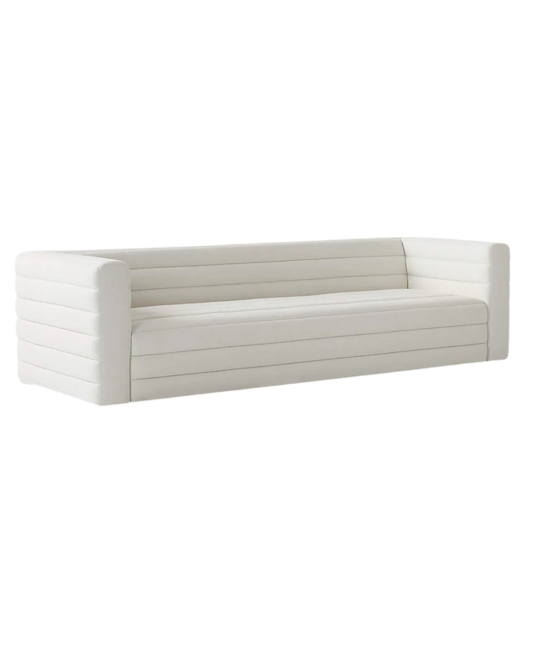 Modern Cream Ribbed Sofa – Sculptural Silhouette & Plush Upholstery