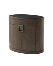 Modern Oval Nightstand in Dark Wood Finish
