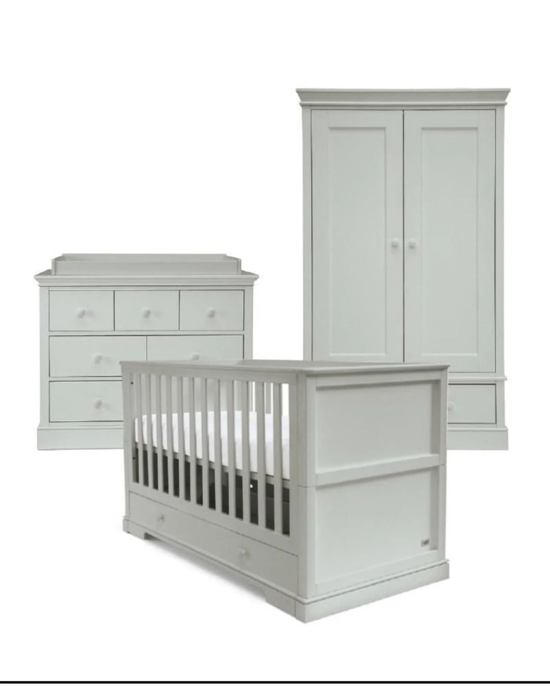Palazzo Nursery Set — 3-Piece Classic Shaker Cot, Dresser
