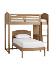 Angolo Bunk Bed — L-Shape Solid Oak Bunk Bed with Integrated Shelf