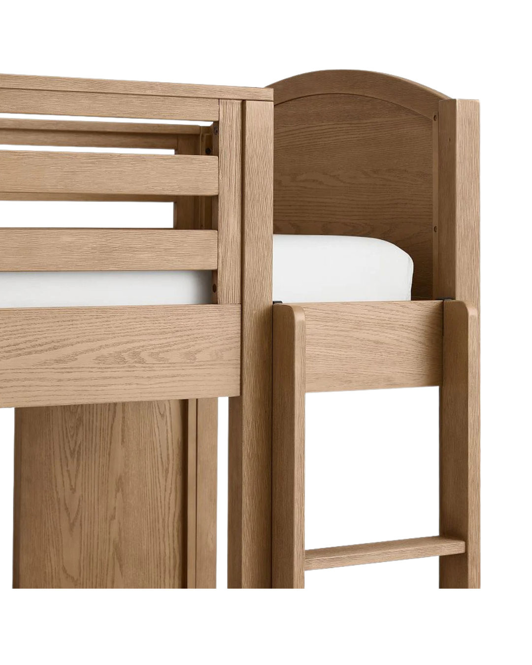 Angolo Bunk Bed — L-Shape Solid Oak Bunk Bed with Integrated Shelf