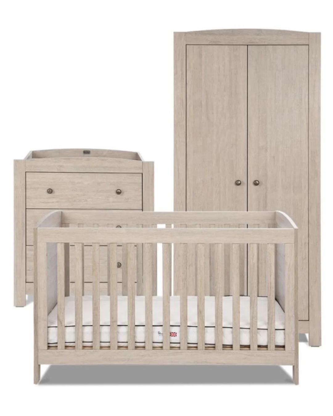 Bosco Nursery Set — 3-Piece Cot, Changing Dresser & Wardrobe