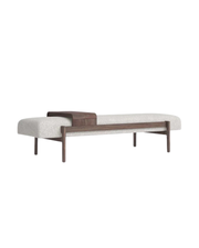 Modern Upholstered Bench with Wooden Frame & Tray – Minimalist Design