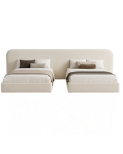 Luma Twin Bed Set — Upholstered Twin Beds with Walnut Nightstand