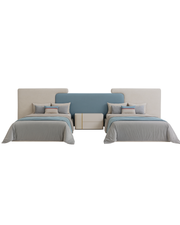Duo Twin Bed Set — Colour-Block Upholstered Twin Beds with Accent Panel