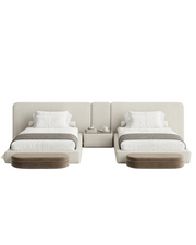Savio Twin Bed Set — Luxury Upholstered Twin Beds with Ottoman & Nightstand