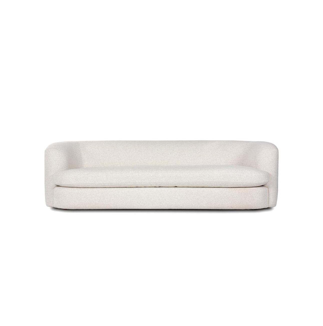 Modern Cream Curved Sofa – Plush Upholstery & Sculptural Design
