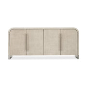 Tessuto Sideboard — Fabric-Wrapped Credenza with Arch Corners & Chrome Plinth
