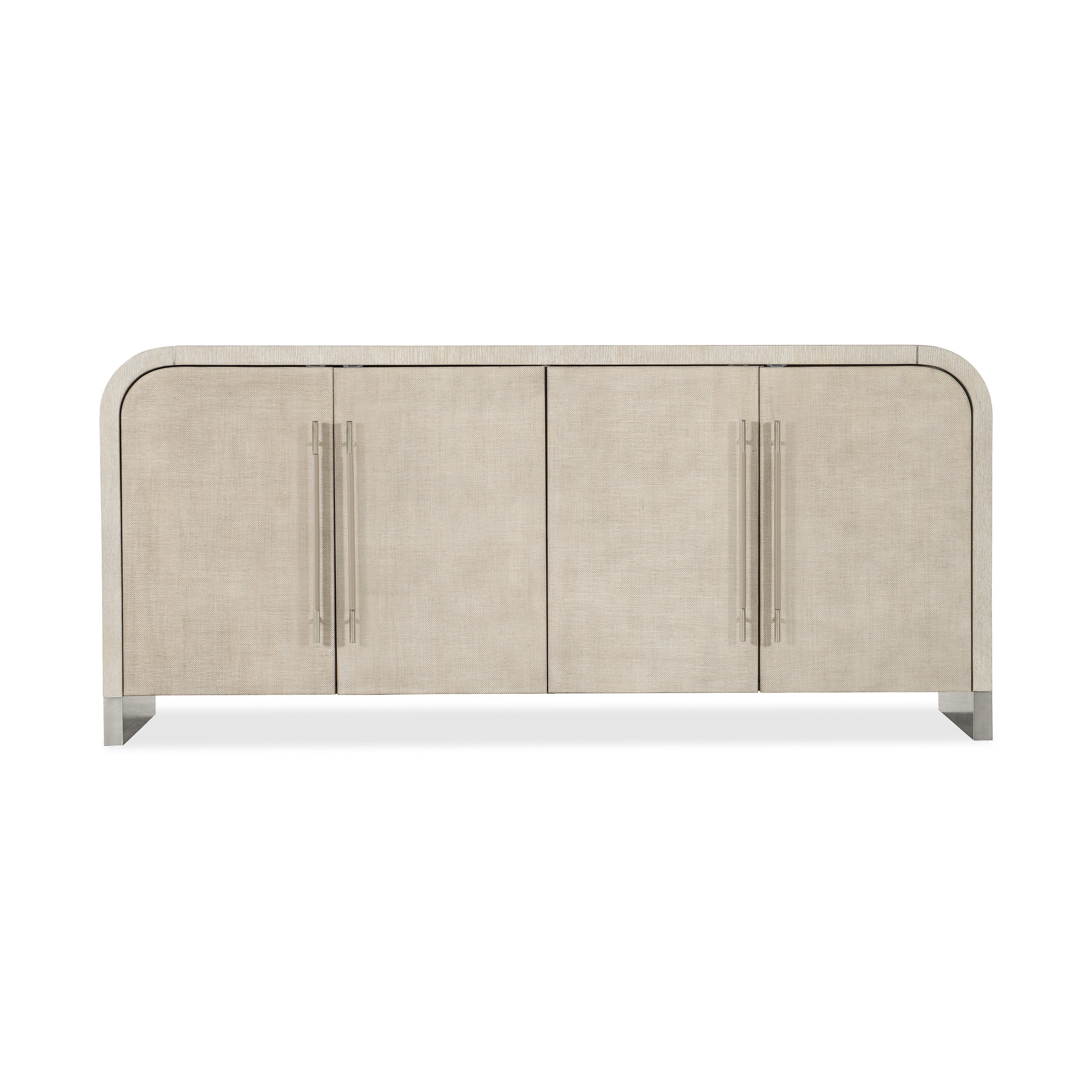 Tessuto Sideboard — Fabric-Wrapped Credenza with Arch Corners & Chrome Plinth
