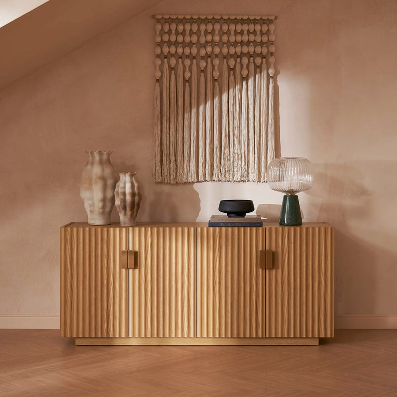 Rigato Sideboard fluted oak credenza brass pulls – UAE