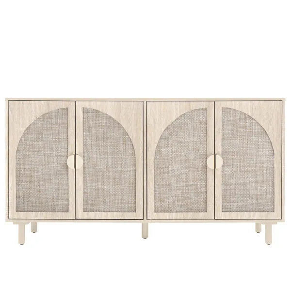 Canna Sideboard whitewash oak credenza arch rattan door panels – UAE