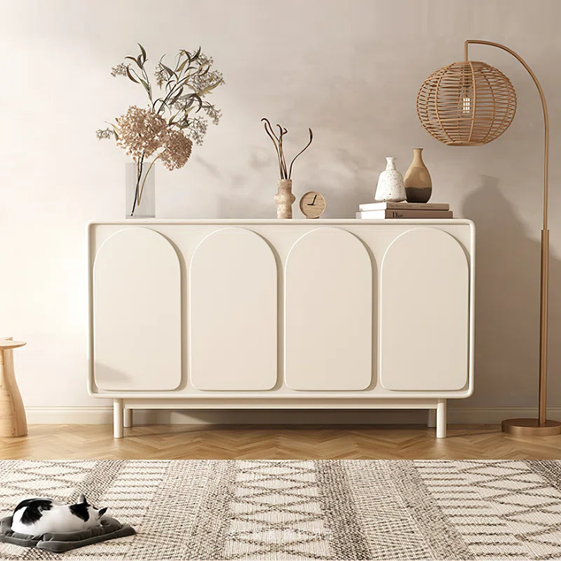 Cupola Sideboard — Cream Lacquer Credenza with Raised Arch Doors