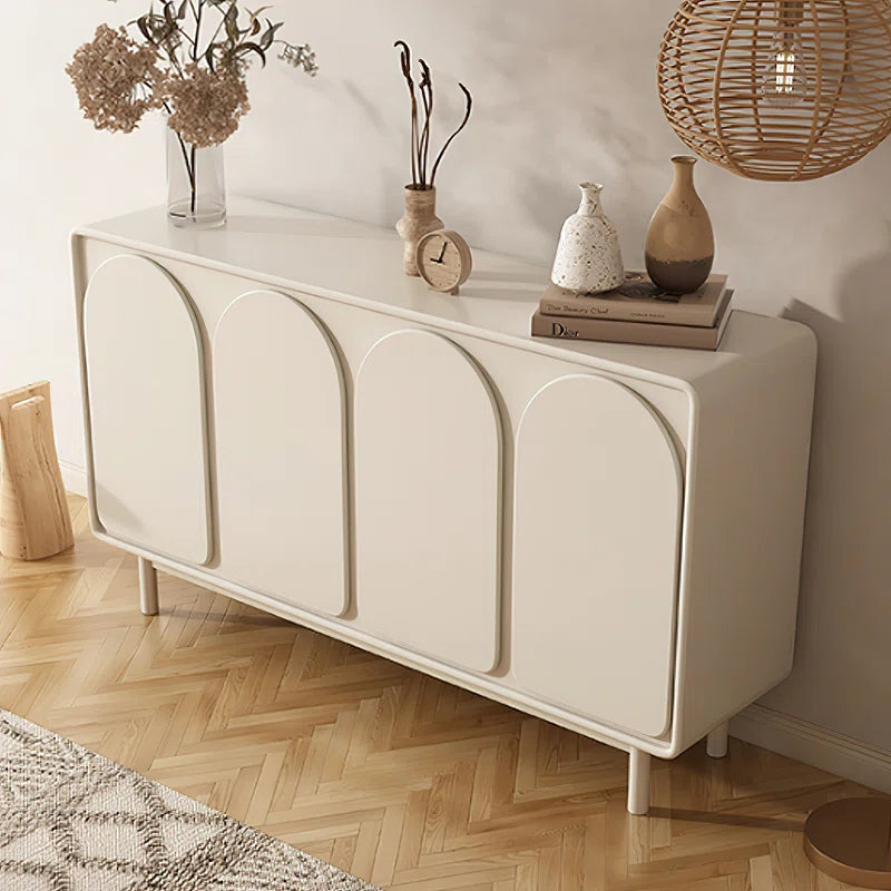 Cupola Sideboard — Cream Lacquer Credenza with Raised Arch Doors