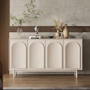 Volta Sideboard — Cream Lacquer Credenza with Arch Relief Doors