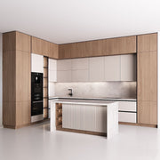 Corona Kitchen Suite — Oak Crown Frame Kitchen with Fluted Island