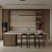 Oscuro Kitchen Suite — Dark Walnut Kitchen with Brass Accent & Stone Island
