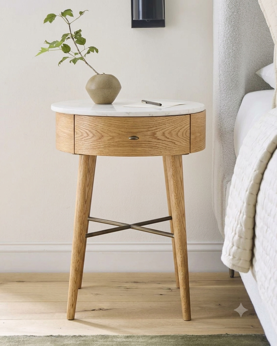 Walnut Accent Table room setting – luxury wood side table UAE