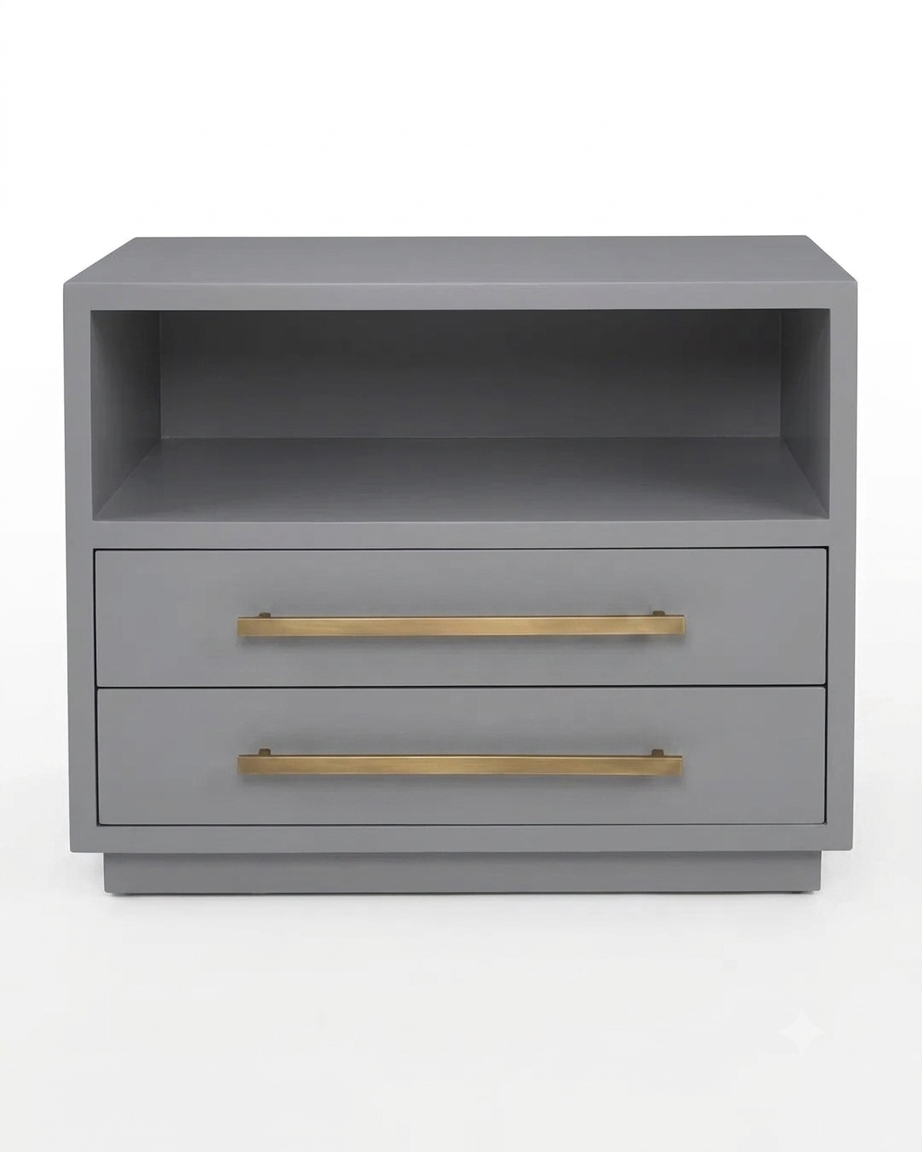 White Nightstand room setting – custom bedside table manufacturer UAE